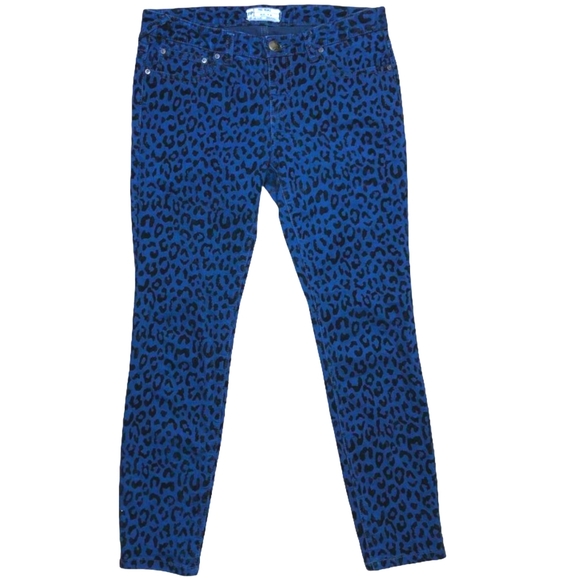 Free People Blue Leopard Print Skinny Jeans Size 29 Women's Denim Animal Print - Picture 3 of 12